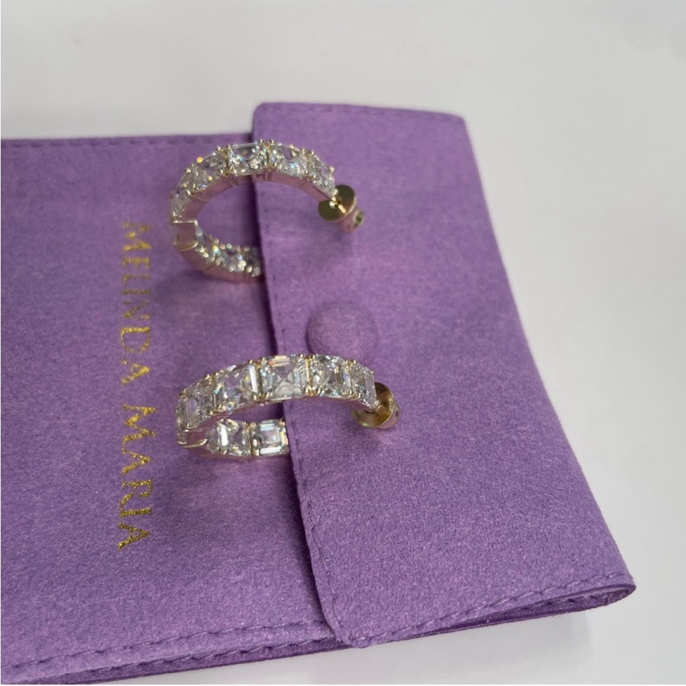 NWT Melinda Maria Gold “Queen’s Hoop 1” Earrings - Picture 5 of 10